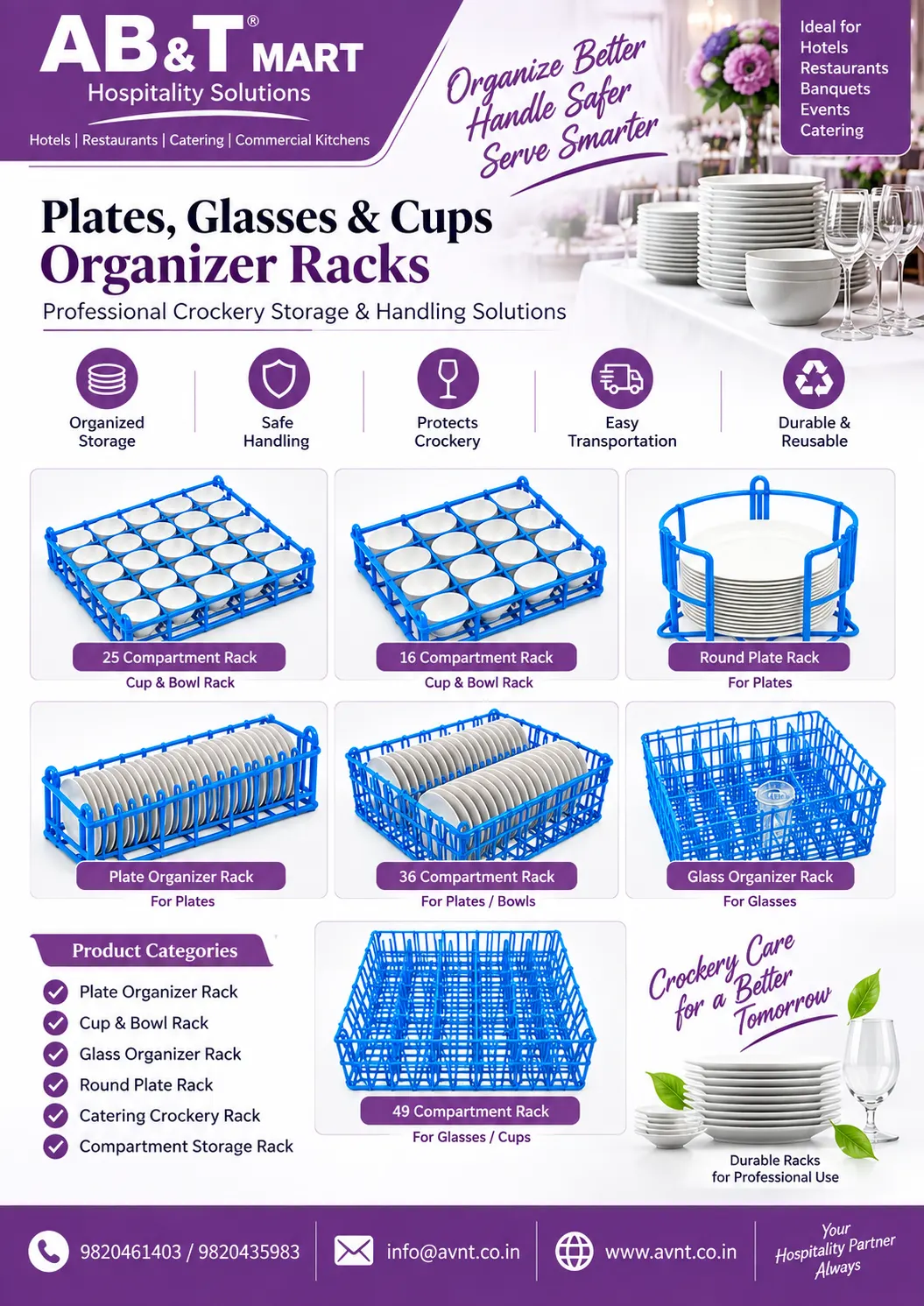Catering crockery wire racks for plates glasses cups and bowls