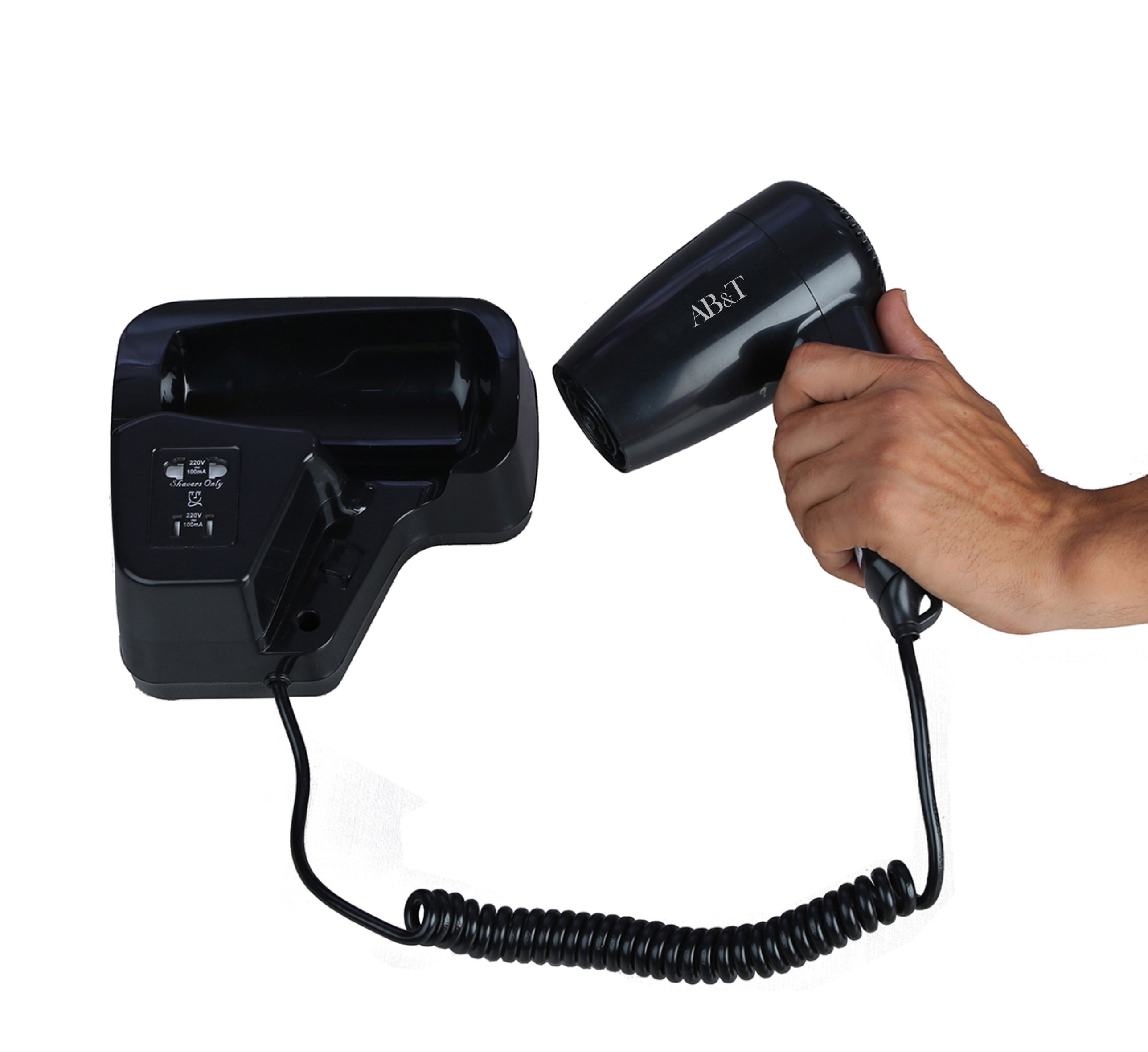 wall mounted black hair dryer for guest room