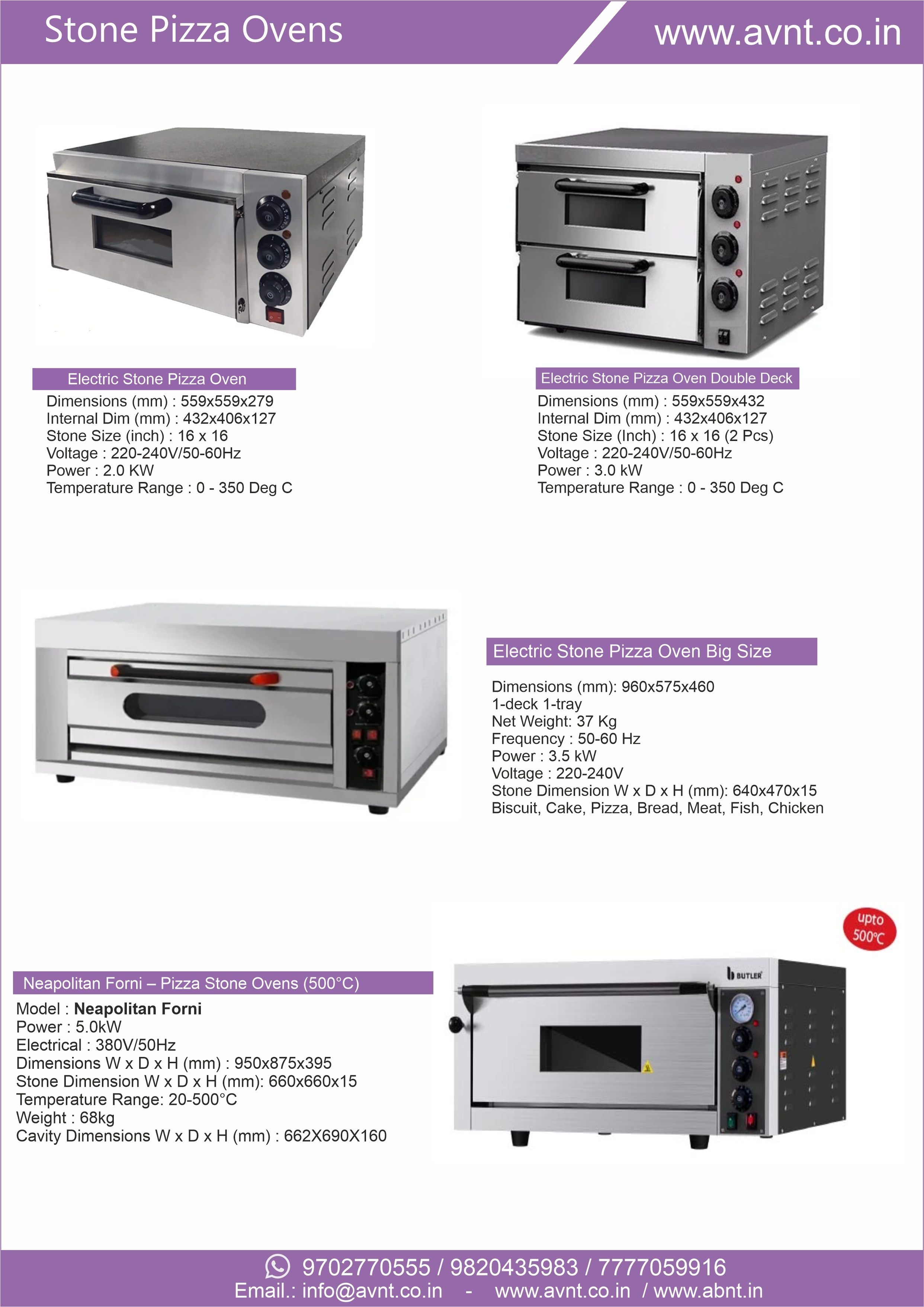 Commercial Stone Pizza Oven for Restaurant and Hotel Kitchen - High Temperature Baking Oven